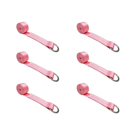 Tie 4 Safe 2" x 10' Lasso Strap w/ O Ring Auto Tie Down Wheel Lift Tow Truck Trailer Pink, 6PK TWS21-510-W9-PK-C-6